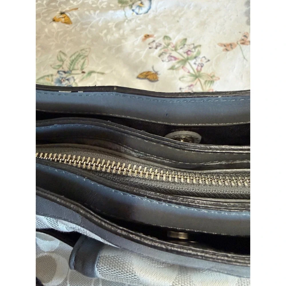 Coach Penelope Signature‎ Grey Jacquard Canvas Leather Shoulder Bag F14934